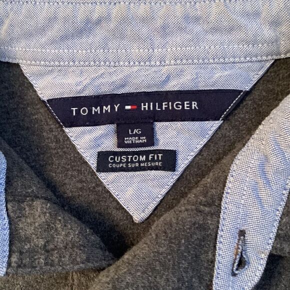 Tommy Hilfiger Custom Fit Long Sleeve Gray Polo Shirt Size L - Picture 8 of 11